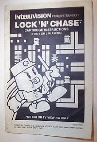 Lock N Chase, Instructions for Intellivision (Black/White)